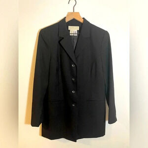 Vintage Norton McNaughton Womens Black Wool Blazer Jacket Size 10